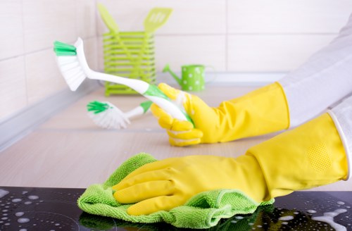 Local façade cleaning for a London flat block entrance